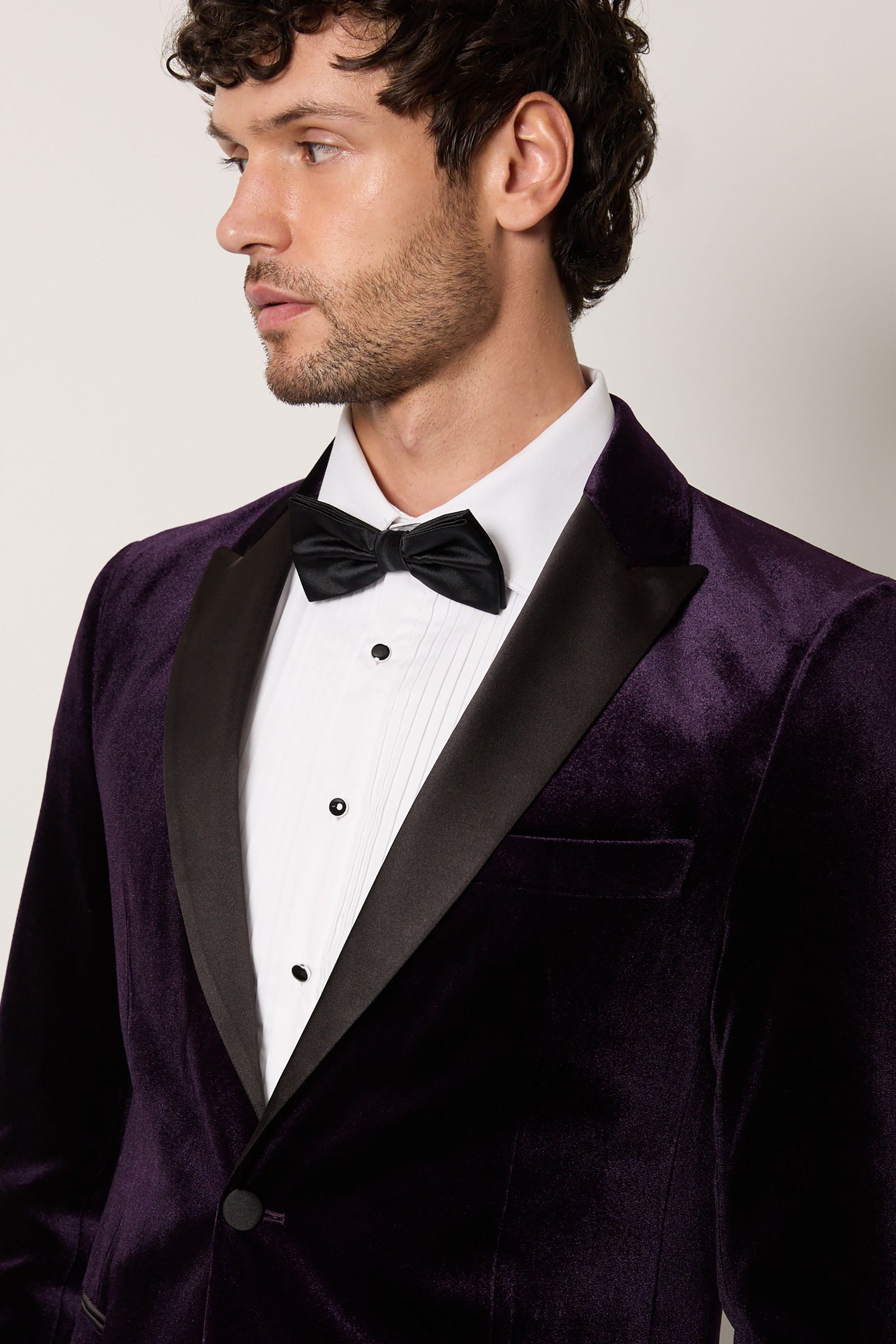 Veste de smoking ajustée en velours violet