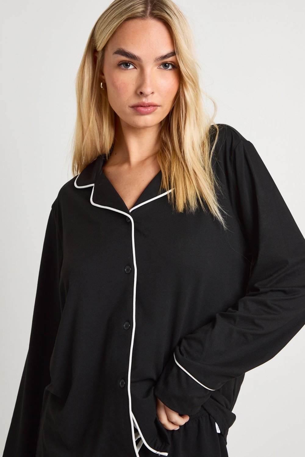 Pyjama chemise w short f jersey b passepoil k7el