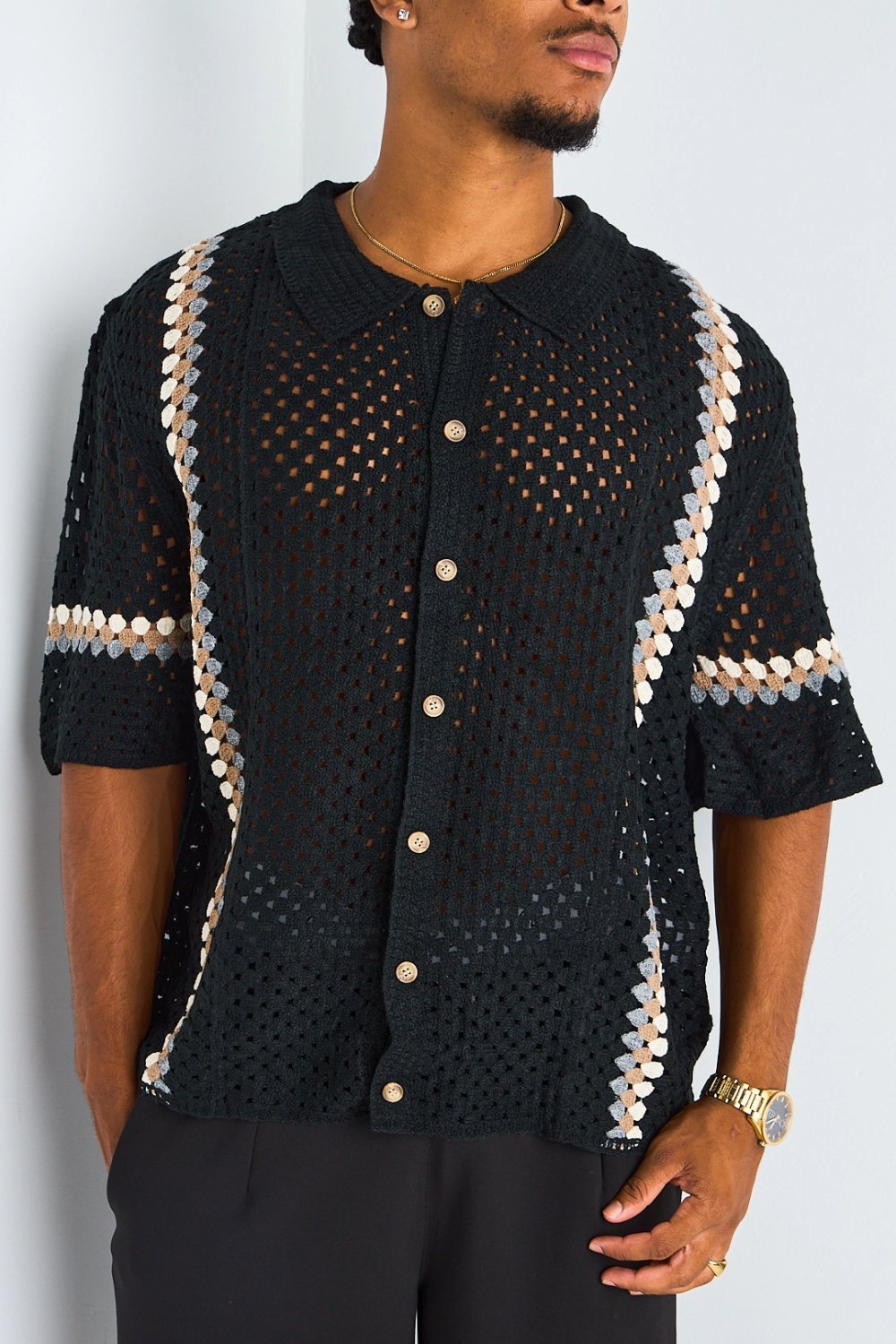 Chemise crochet mkherma b bandes k7la