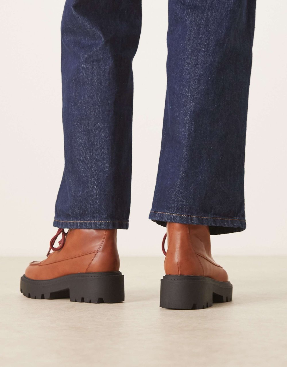Lace-up workwear boots in tan