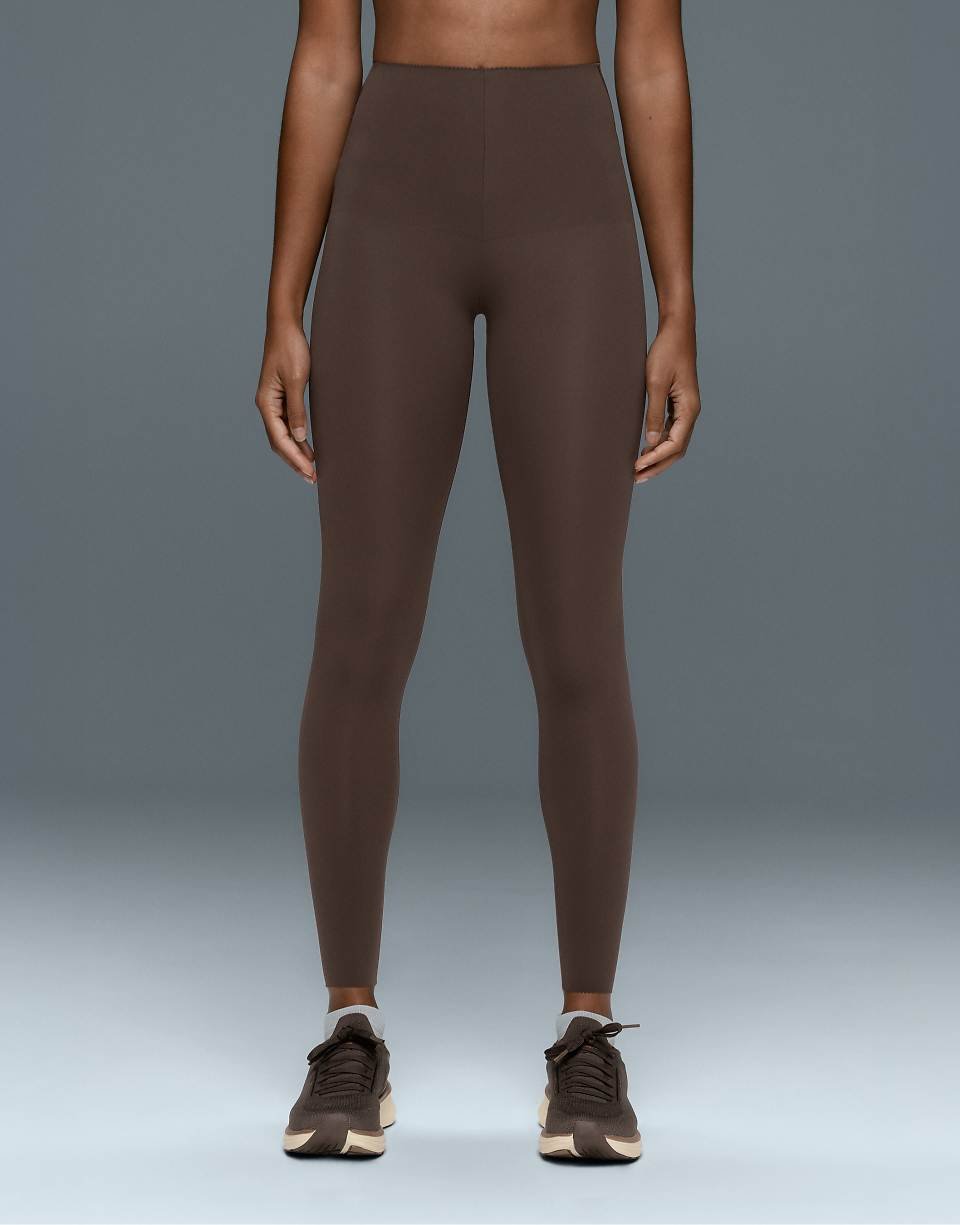 Legging ankle-length taille haute à maintien renforcé marron