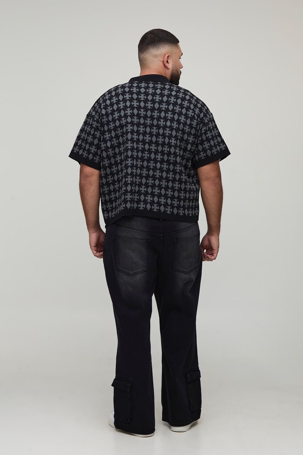 Chemise triko jacquard b patches - Grande taille