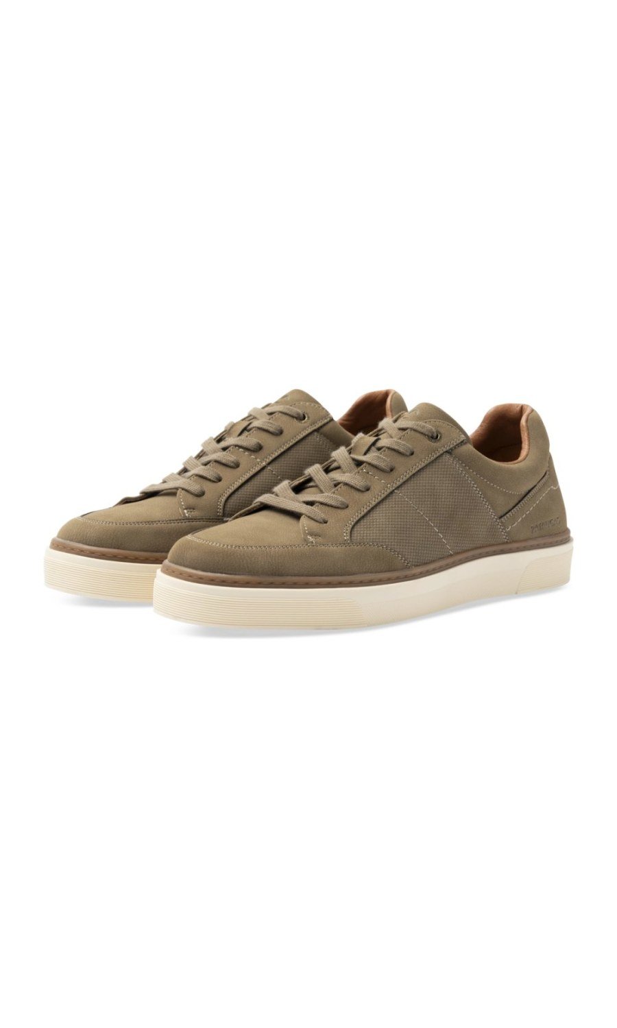 Taupe faux suede perforated sneakers