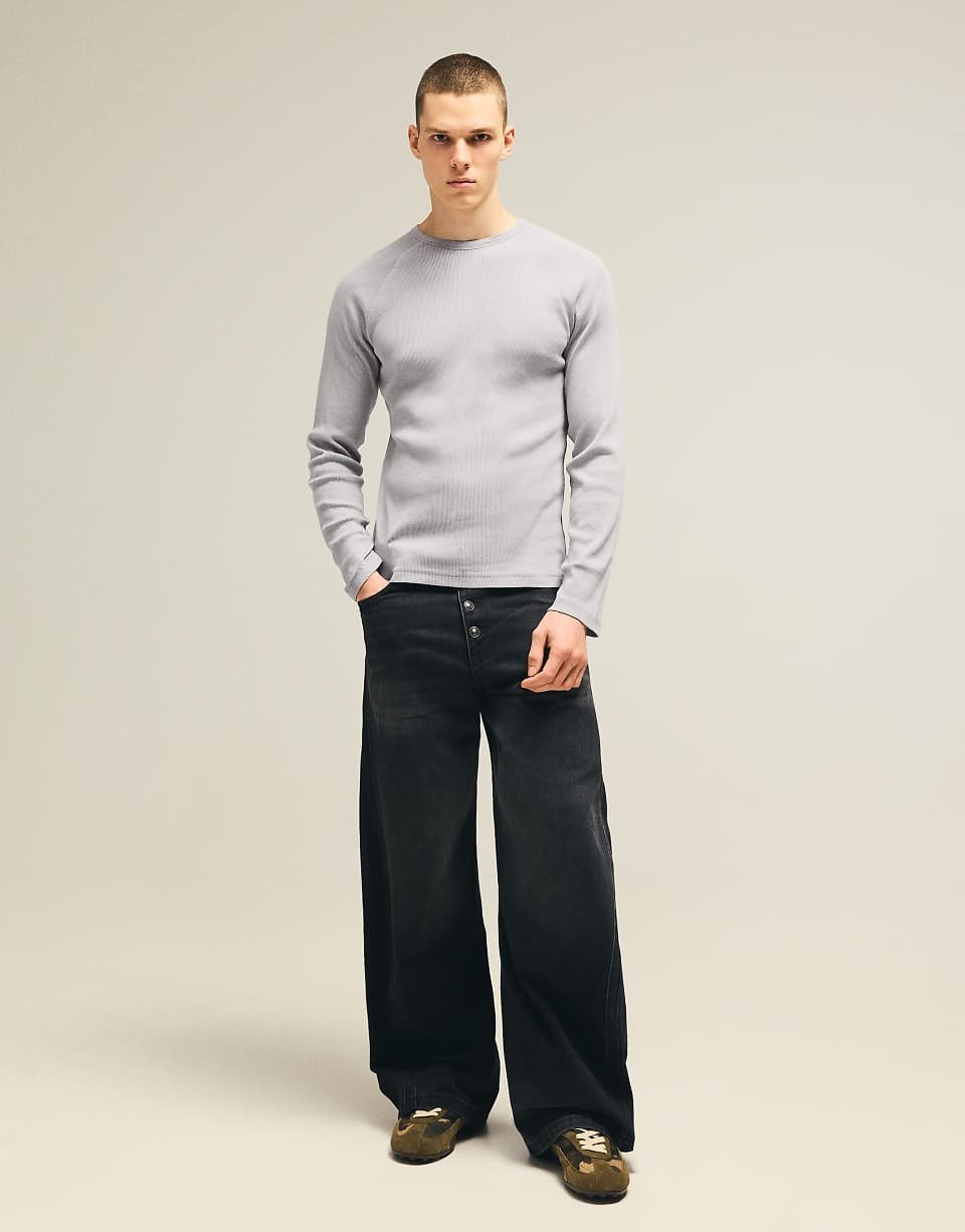 Slim long sleeve t-shirt in light grey