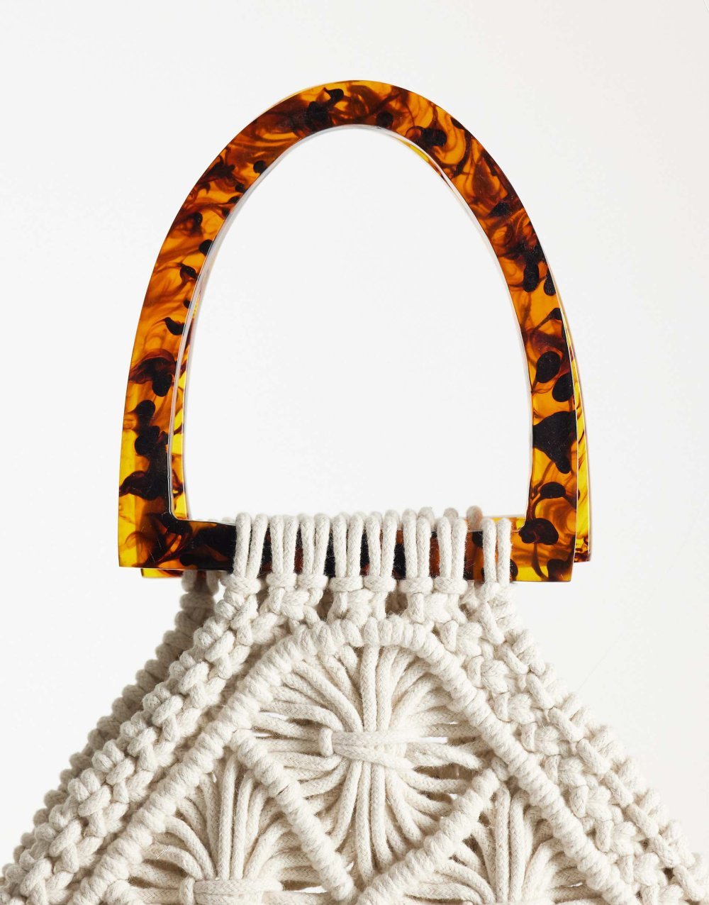 Tote bag f macramé b franges écru