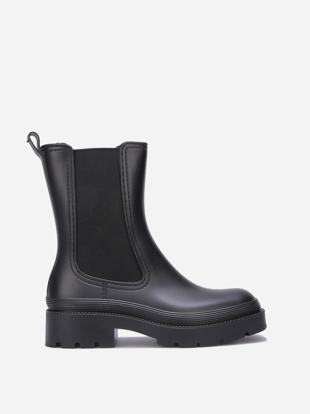 Black cleated Chelsea rain boots