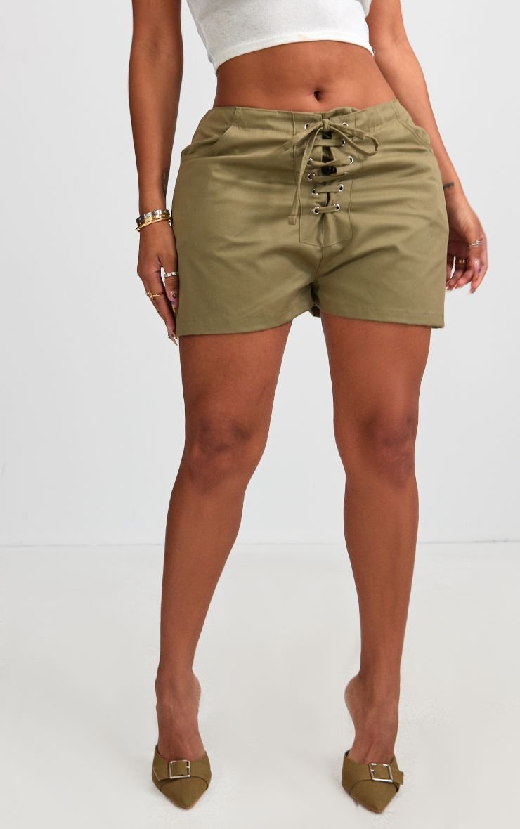 Shape Lace Up Front Twill Shorts