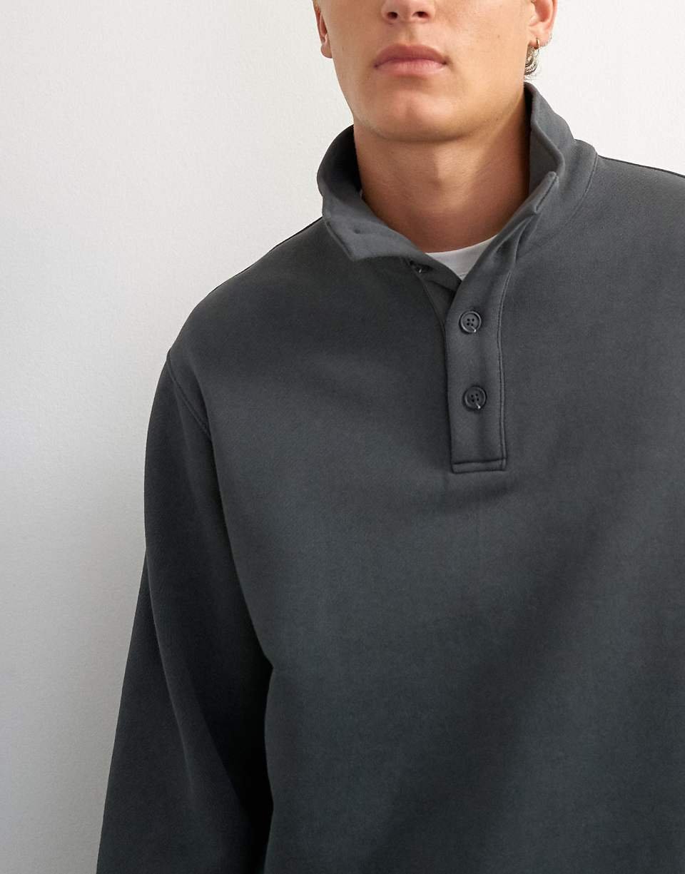 Regular-fit funnel-neck sweatshirt in washed black