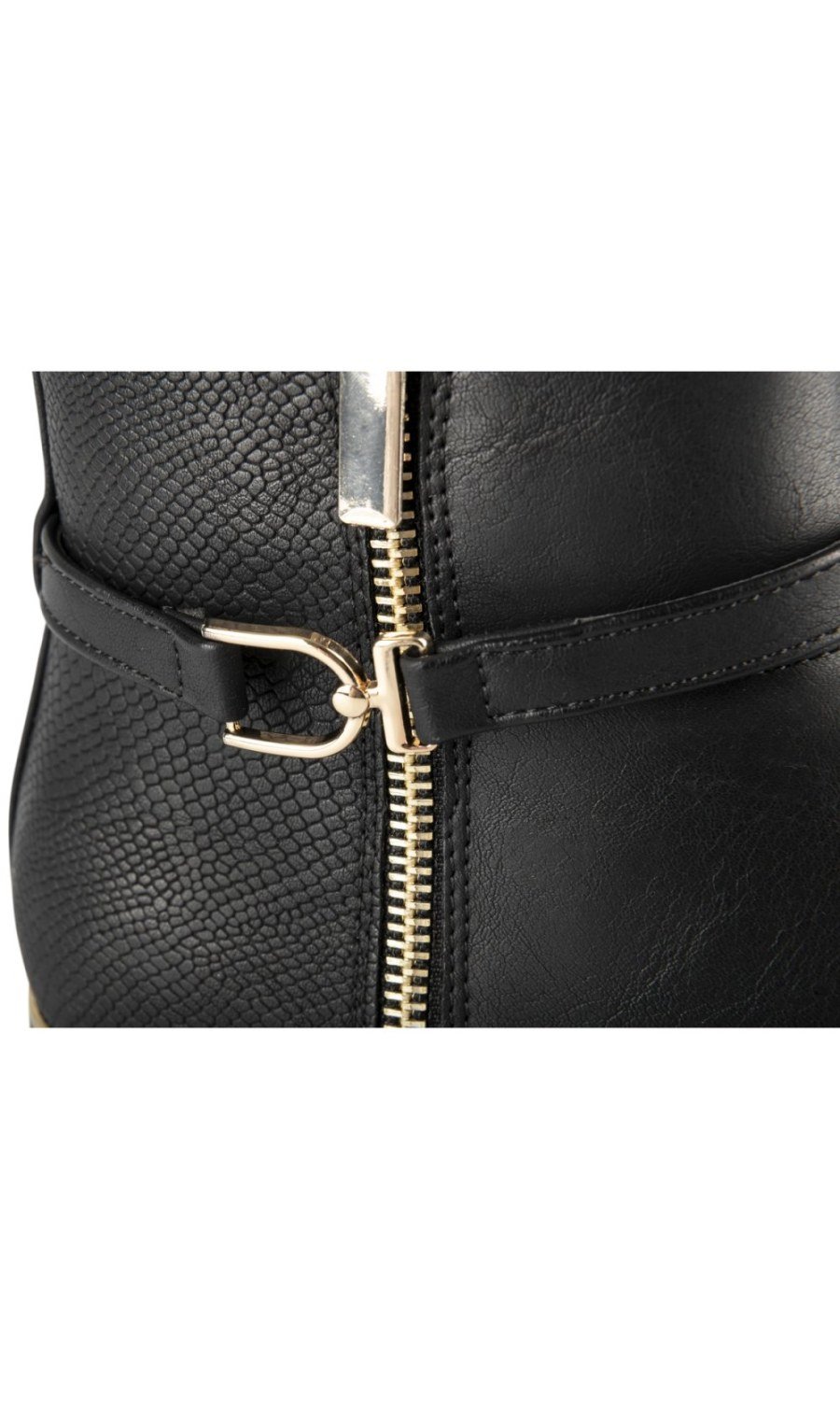 Bottines à zip doré et bride noires