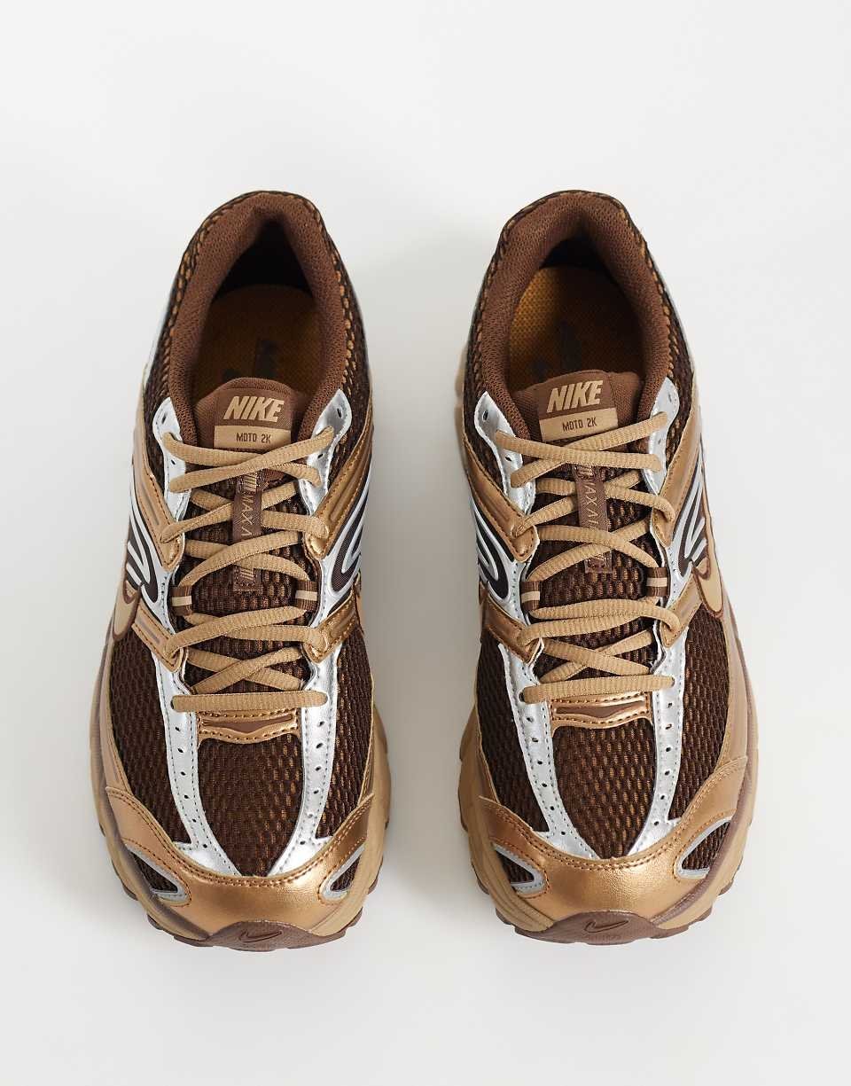 Air Max Moto 2K suede trainers in brown and silver
