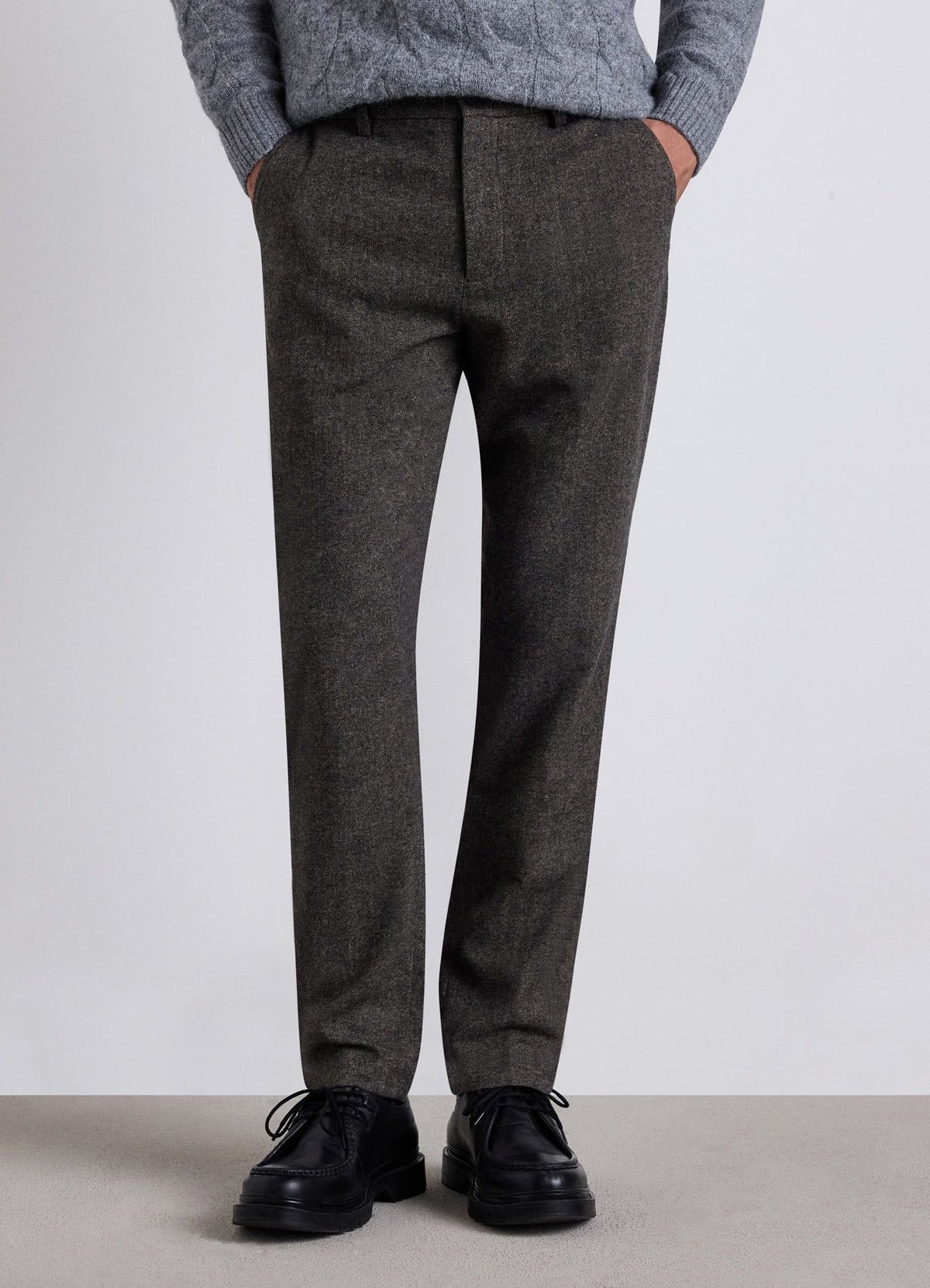 Straight-leg salt-and-pepper trousers