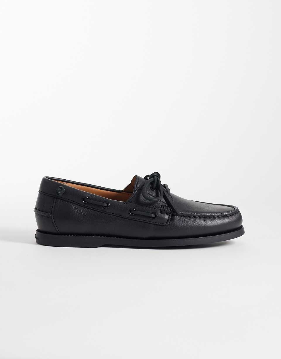 Chaussures bateau en cuir avec pampilles - Noir