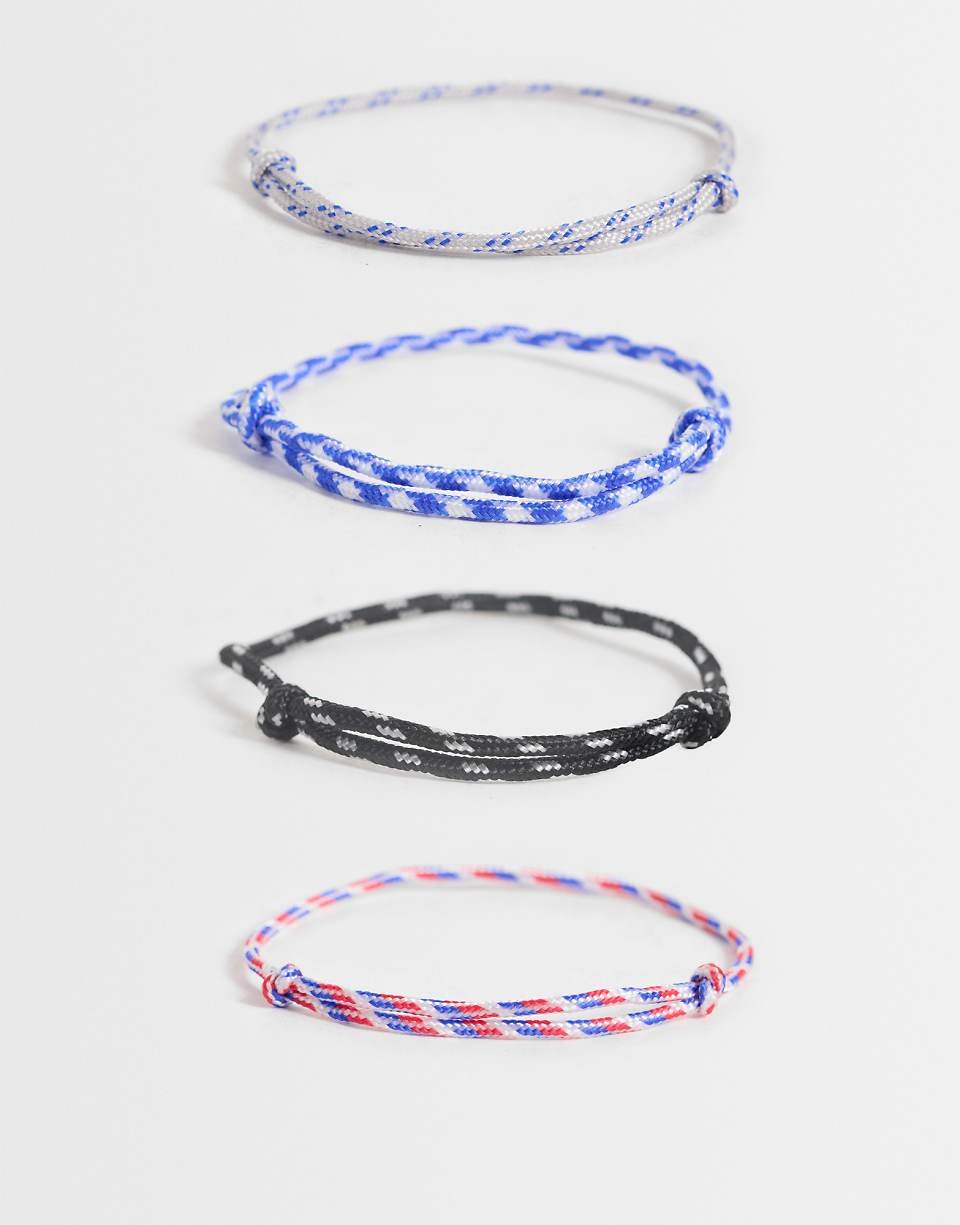 Lot de 4 bracelets à cordon multicolores