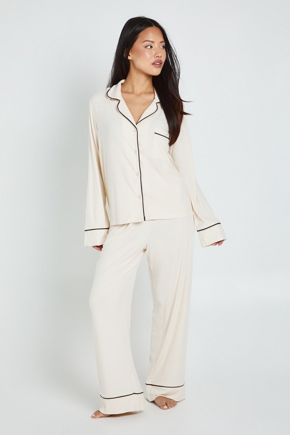 Pyjama chemise w sarwal côtelé - Petite