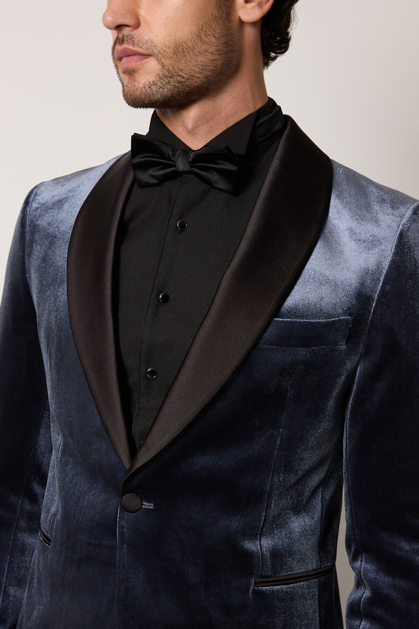 Veste de smoking cintrée en velours gris foncé