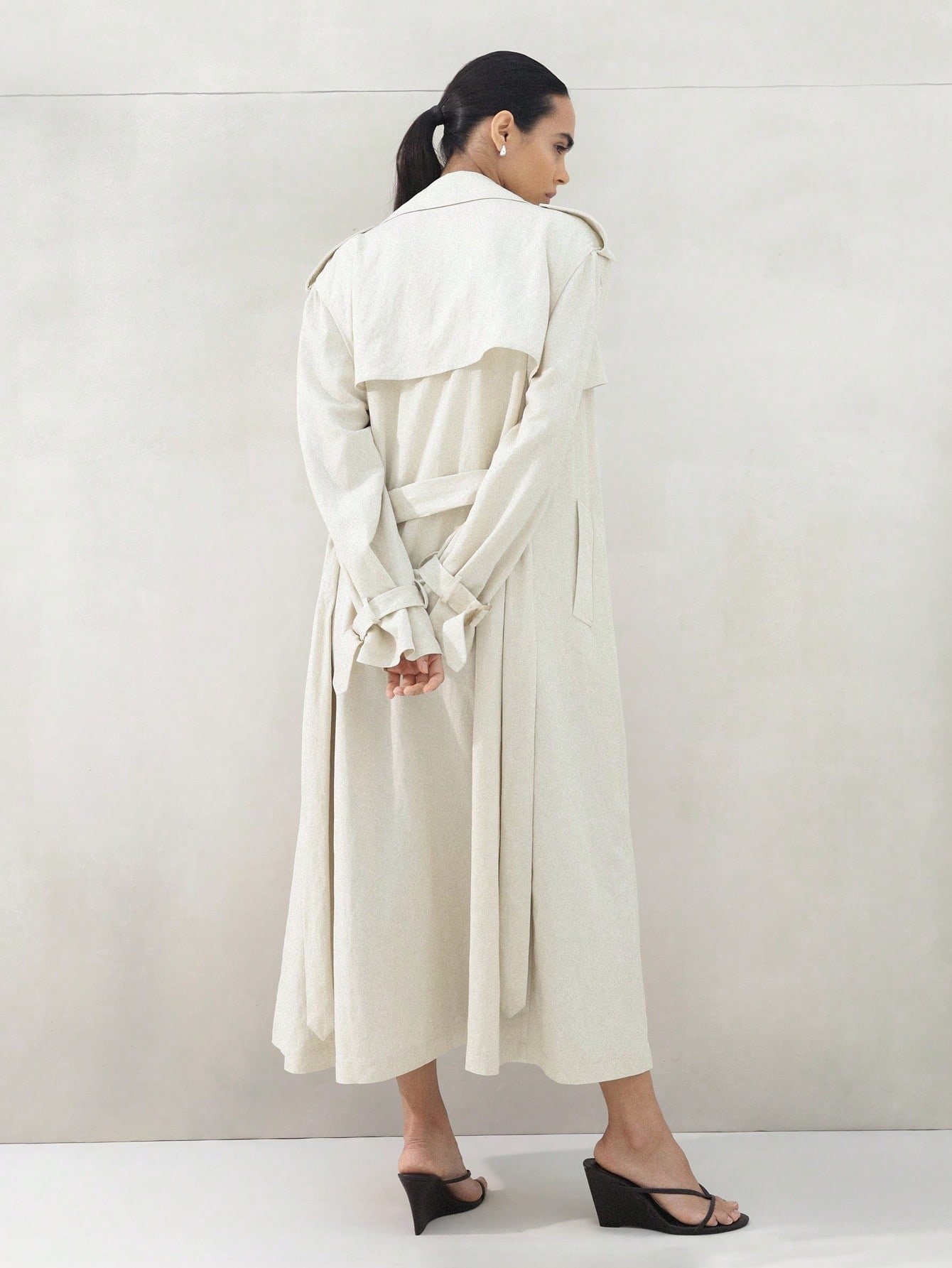 Manteau trench twil b ceinture w col large