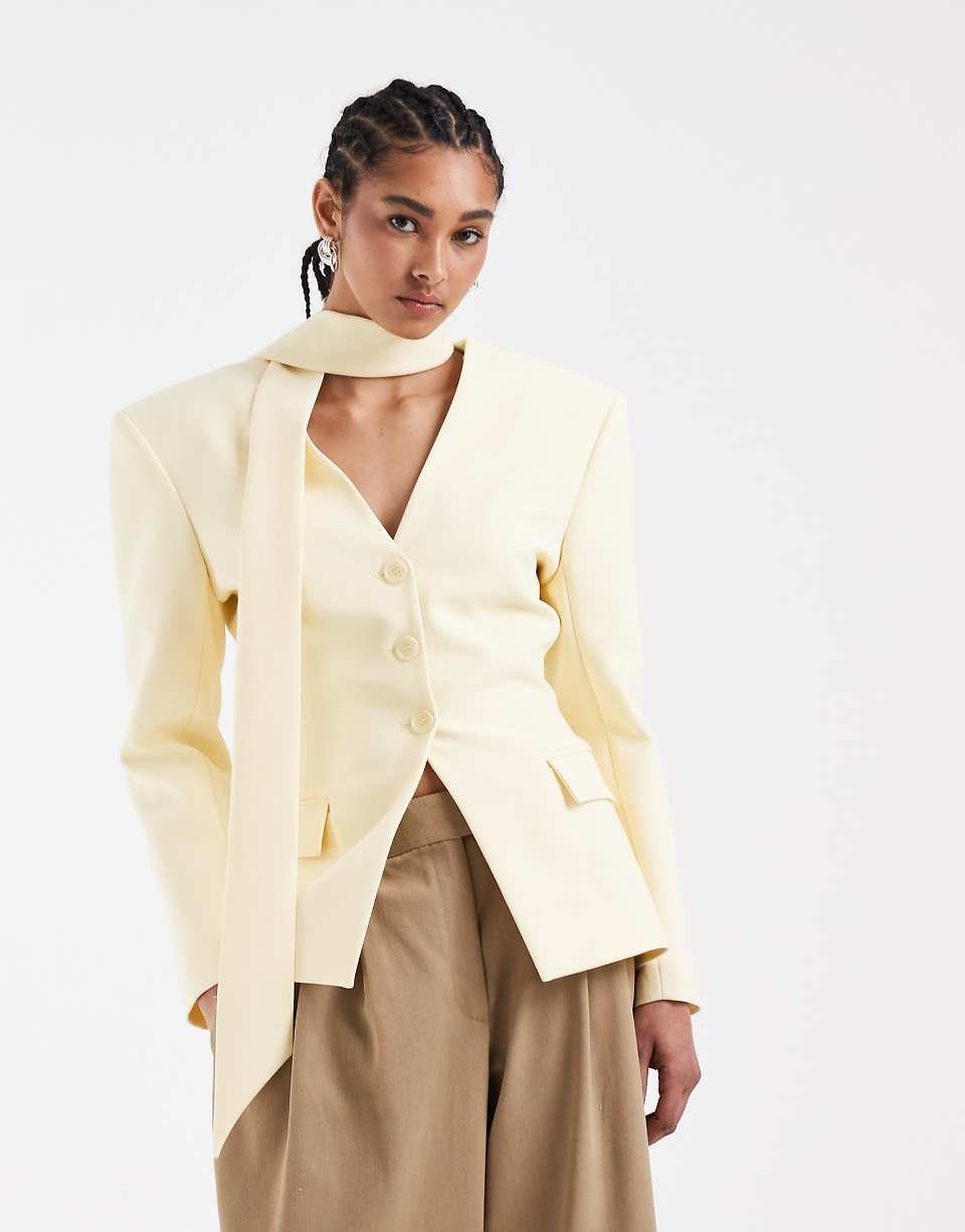 Fitted blazer with scarf detail