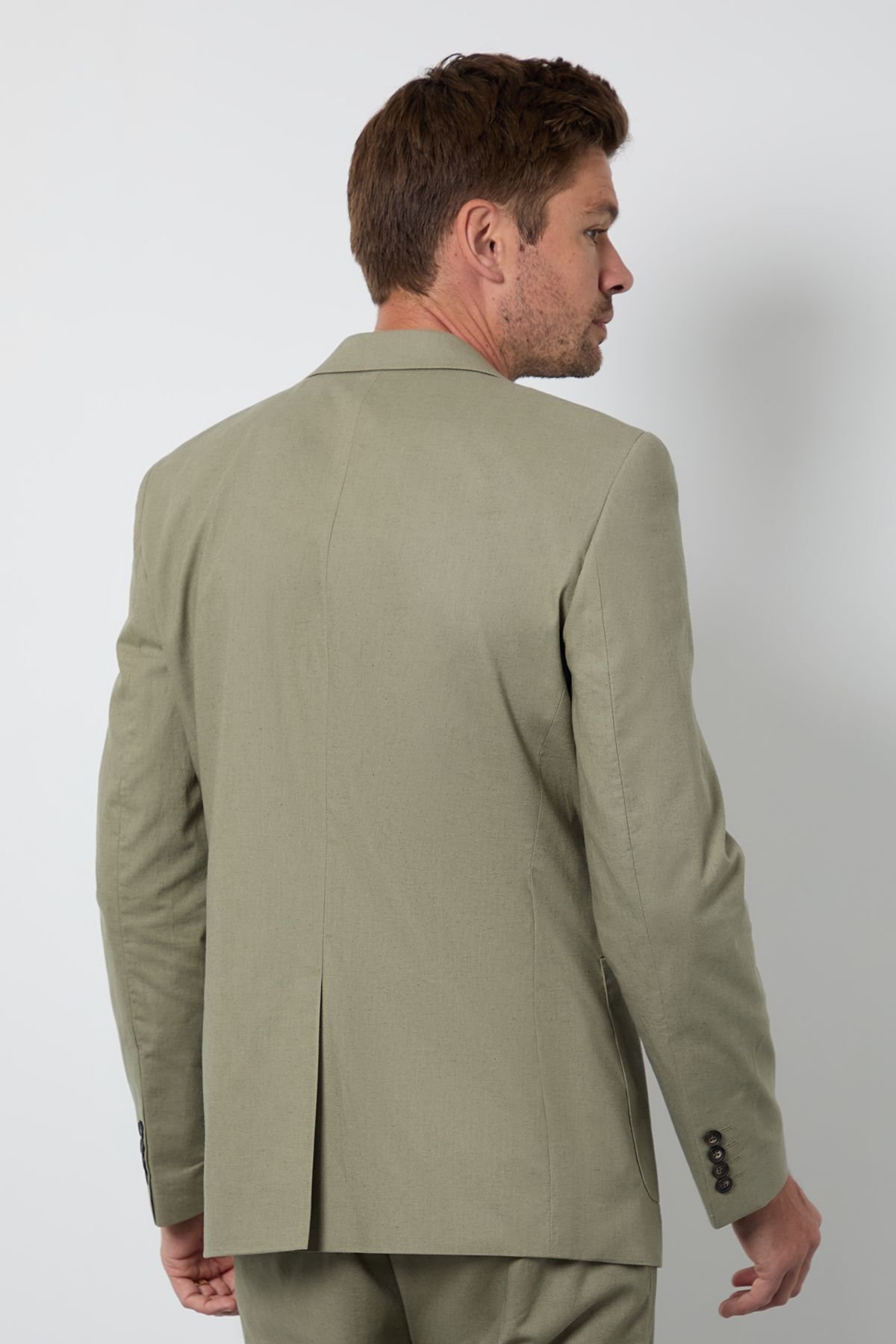Veste de costume cintrée en lin - Vert clair