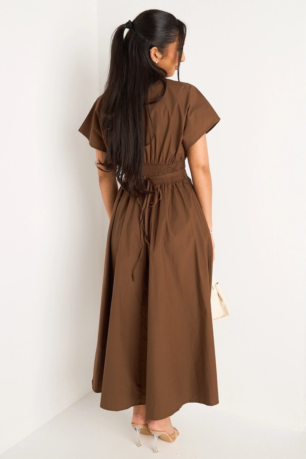Robe twila plissée b boutons col V 9ehwi