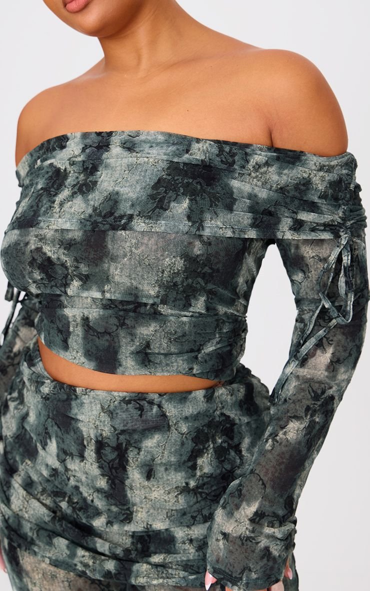Haut f mesh dévoré b col rabattu - Grande taille