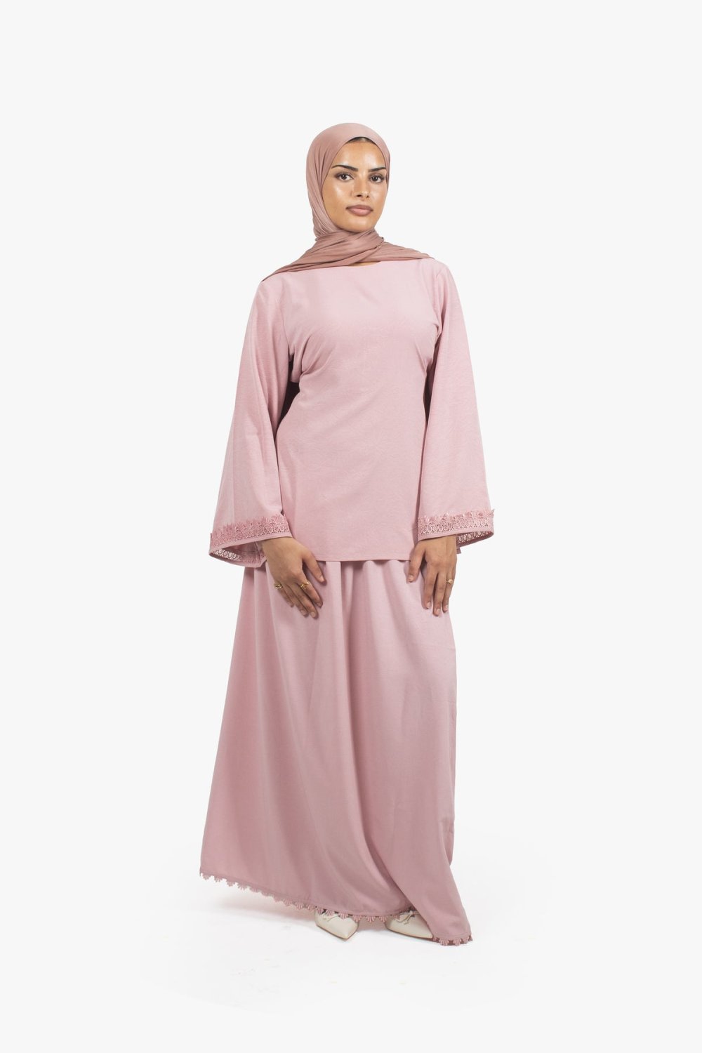 Haut twil crêpe b dentelle f lkmam - Rose poudré