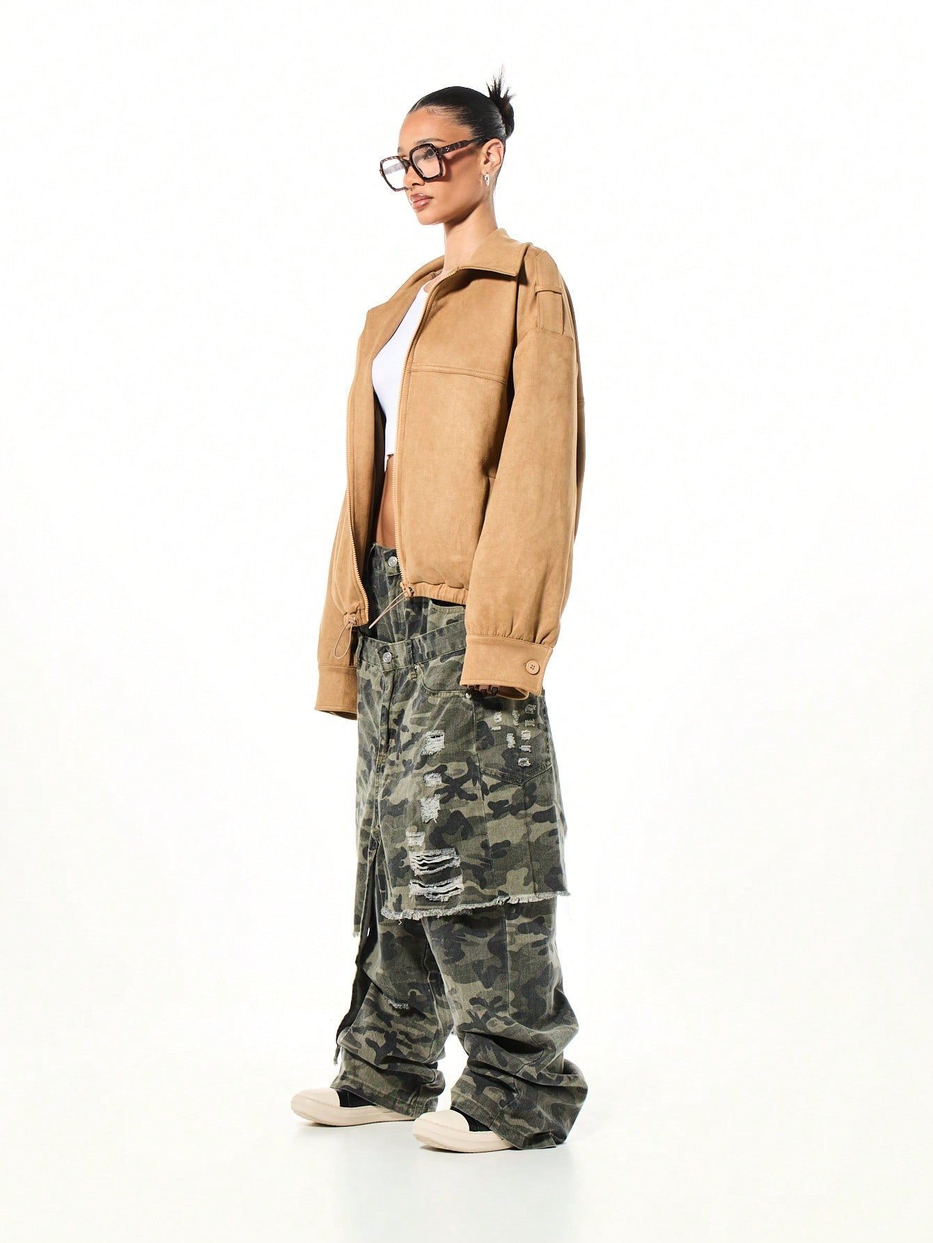 Veste bomber oversize cuir synthétique