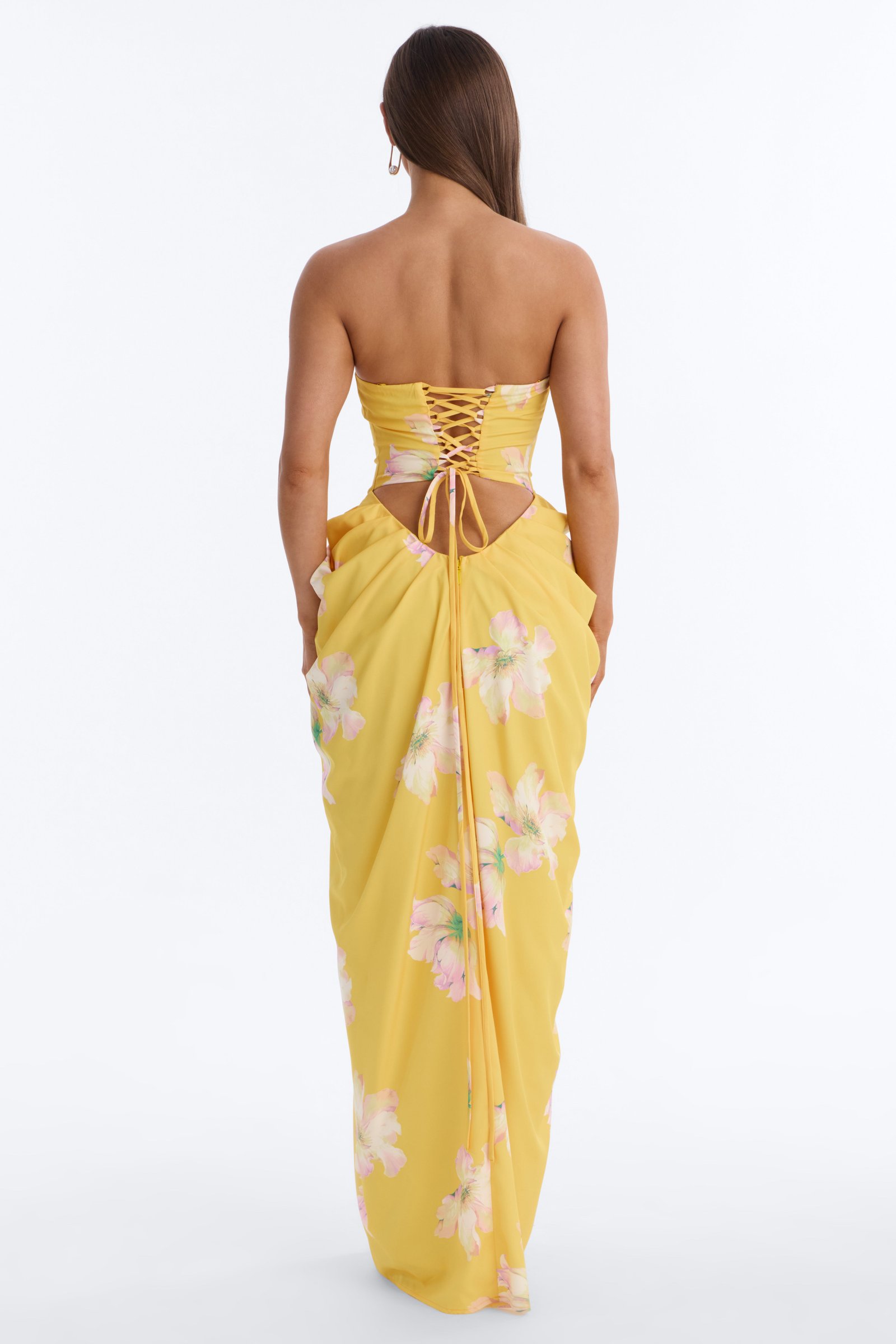 Floral lace-up corset gown