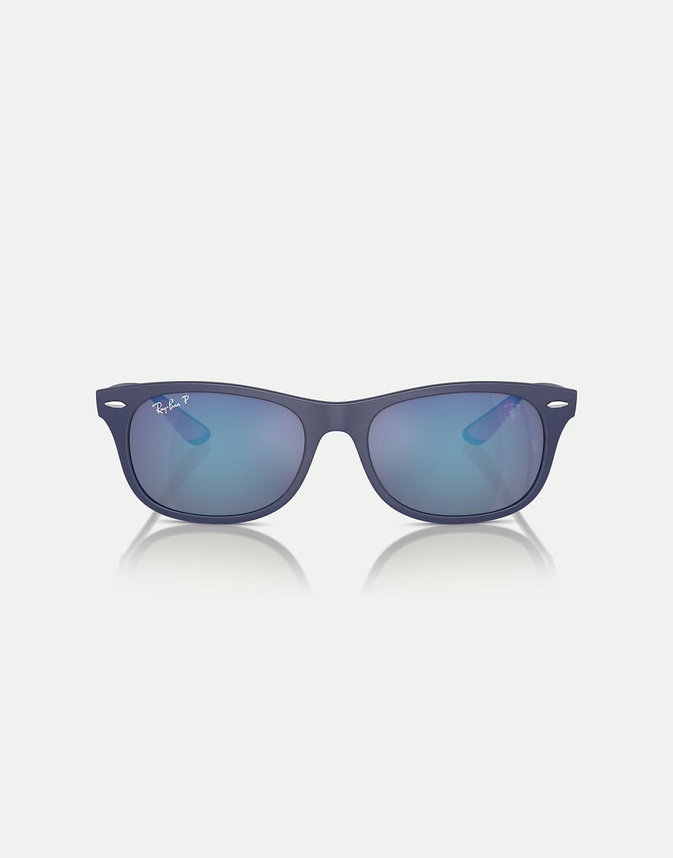 Rb4607m collection Scuderia Ferrari lunettes de soleil carrées polarisées à verres miroir gris en bleu