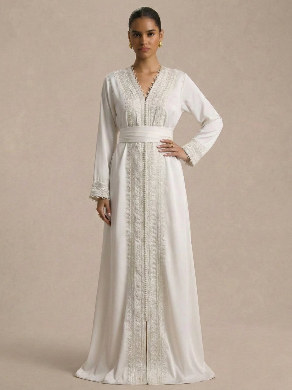 Caftan moderne f crêpe de soie byed