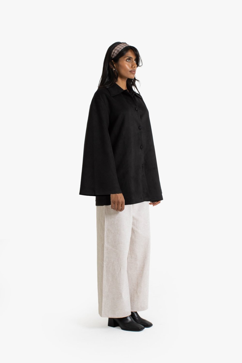 Veste chemise en suédine - Noir