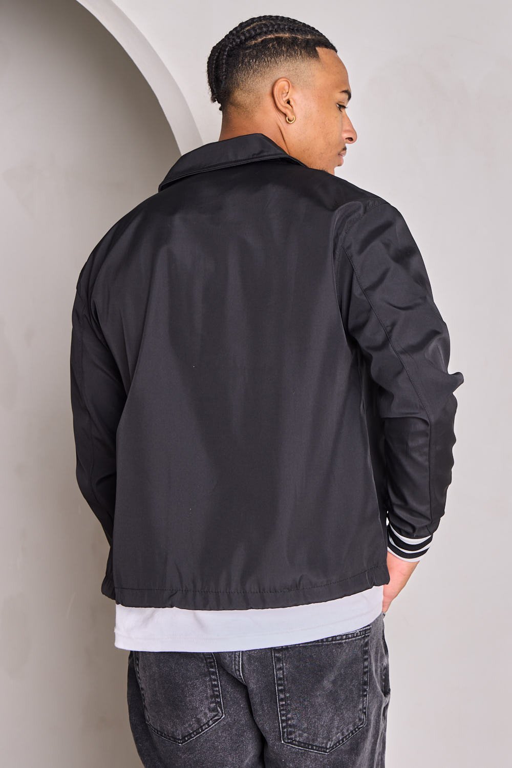 Black button-up canvas jacket