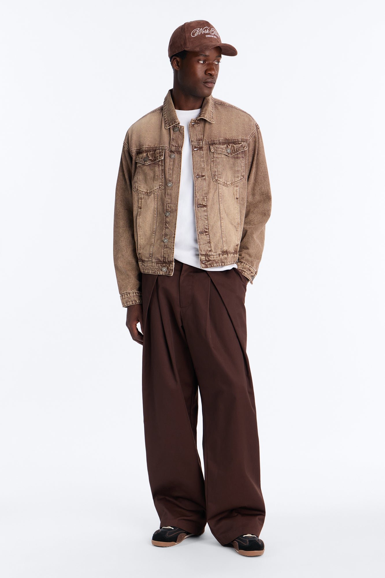 Relaxed Trucker Denim Jacket Washed Brown