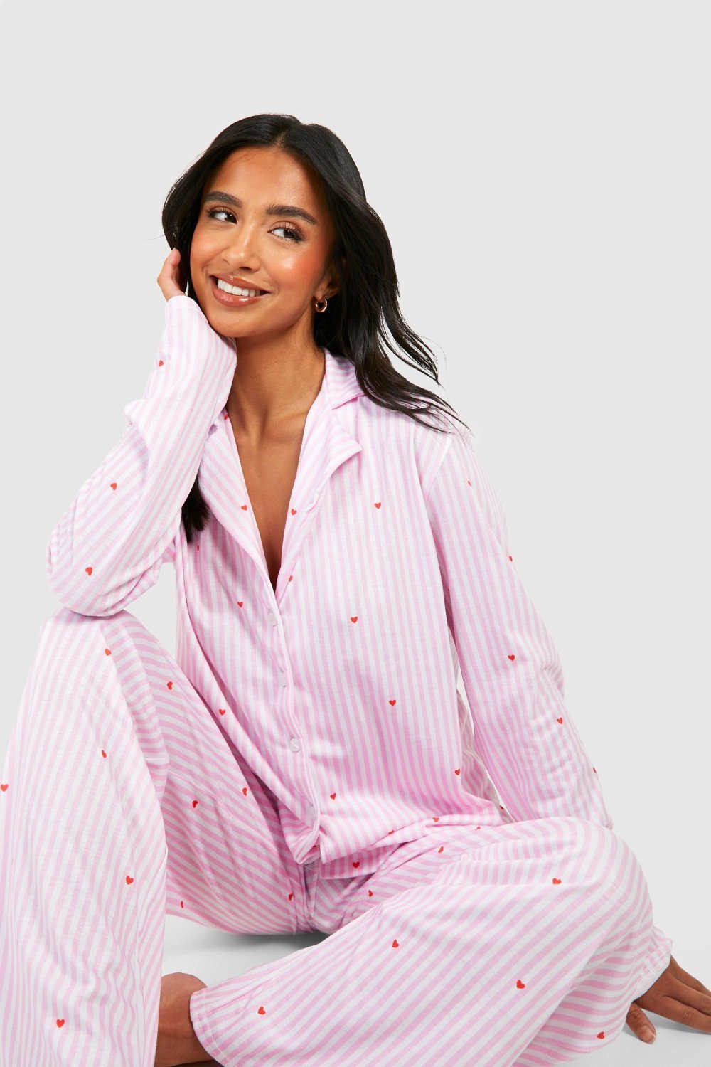 Pyjama chemise et pantalon à fines rayures - Petite