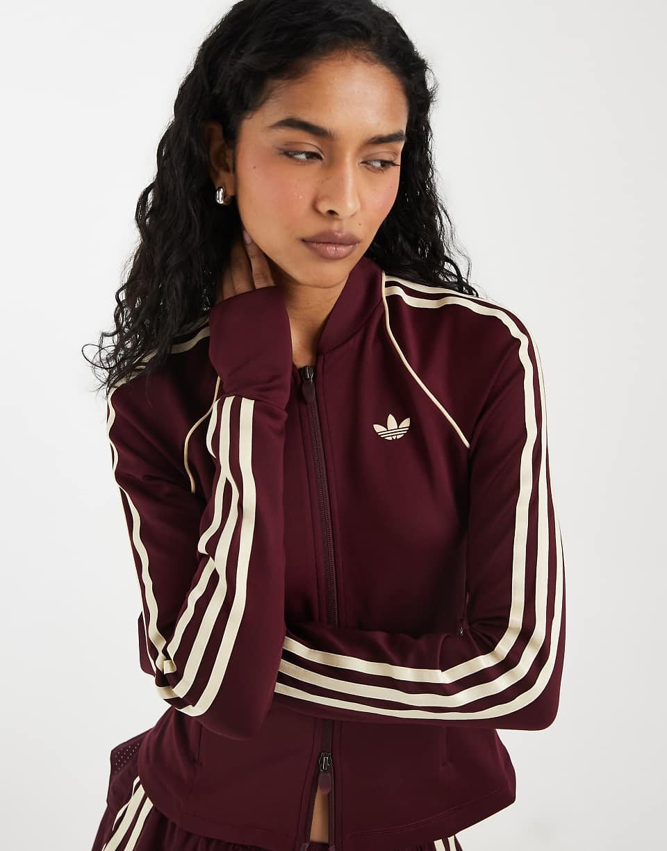 Top de sport zippé - Bordeaux et crème