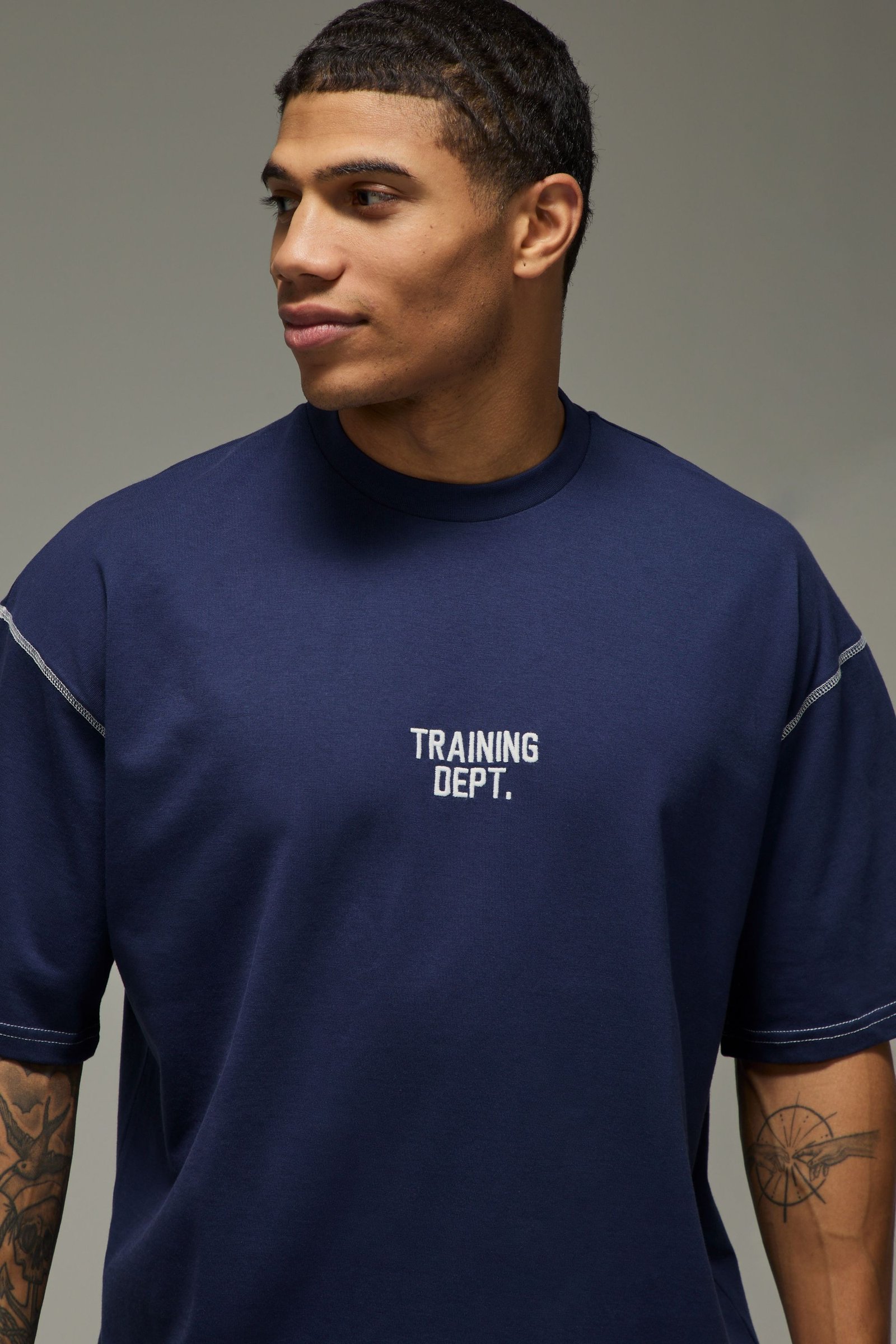 T-shirt oversize b surpiqûres contrastées Training Dept