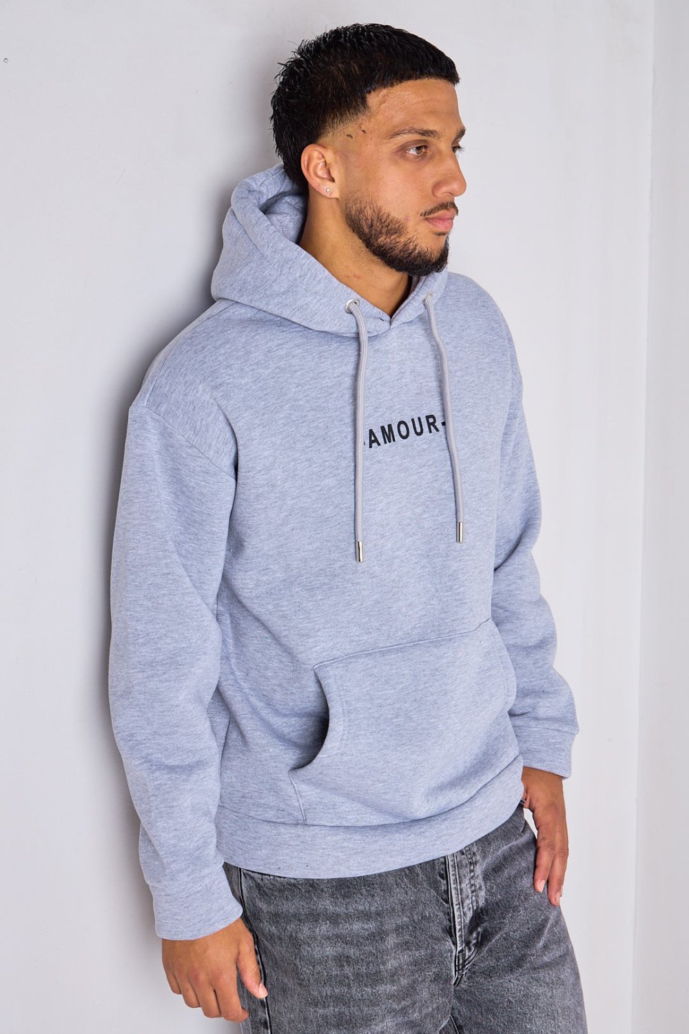 Grey hoodie with amour lettering