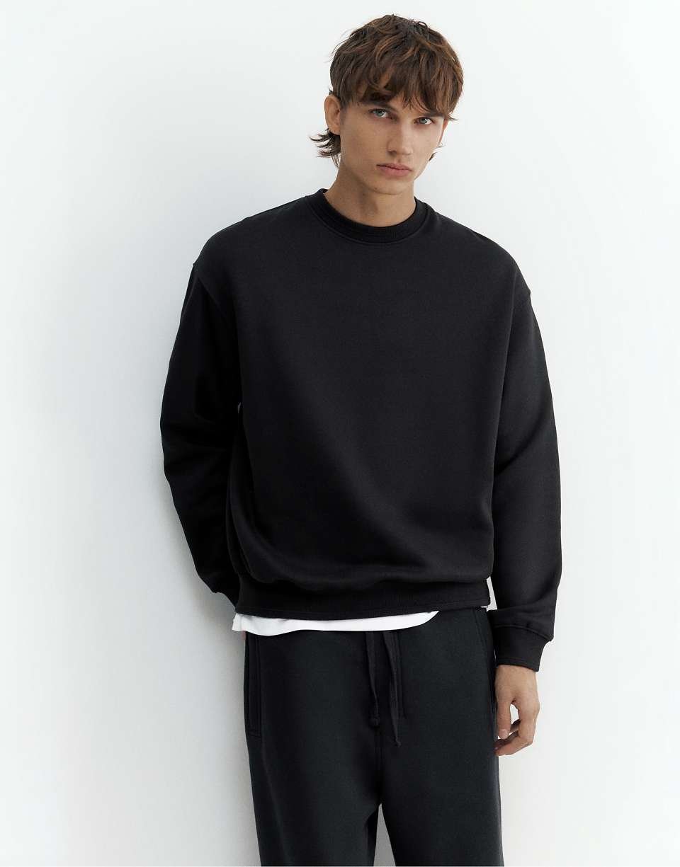 Sweat-shirt coupe relaxed noir