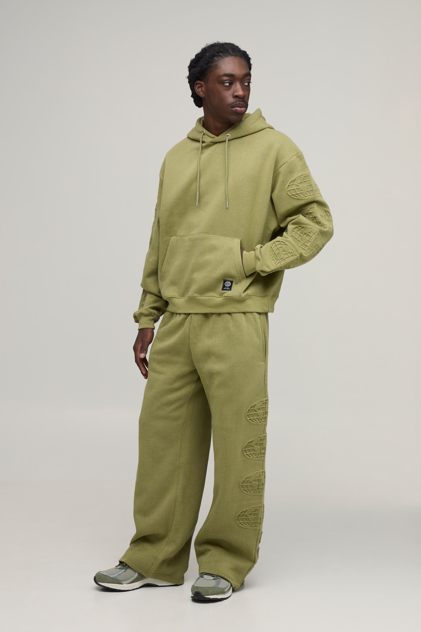 Ensemble De Survêtement Ample Oversize À Jambes Larges Avec Inscription Worldwide En Relief