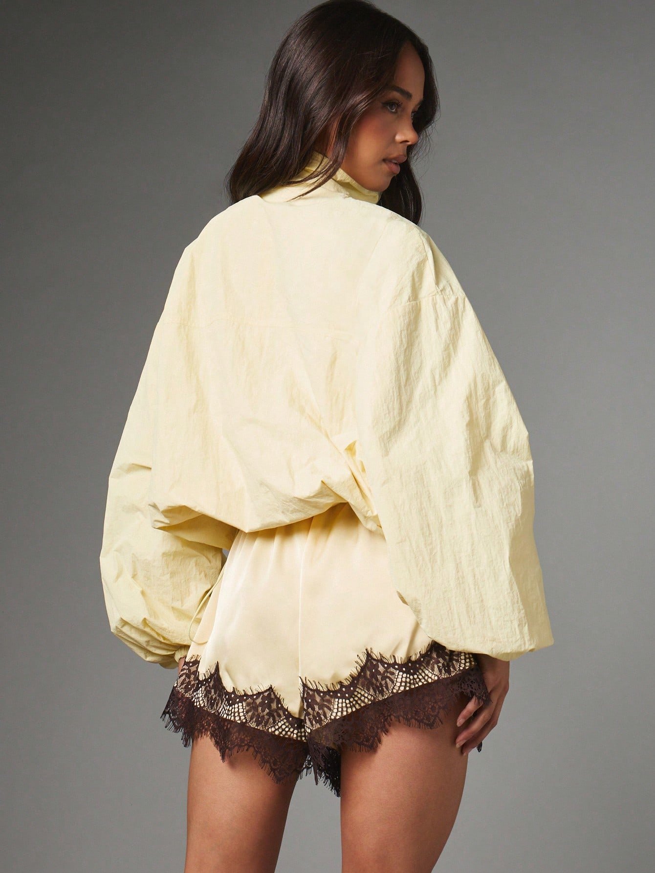Oversized half-zip jumper with balloon sleeves