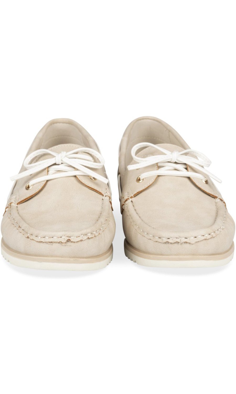 Chaussures bateau à lacet blanc beiges