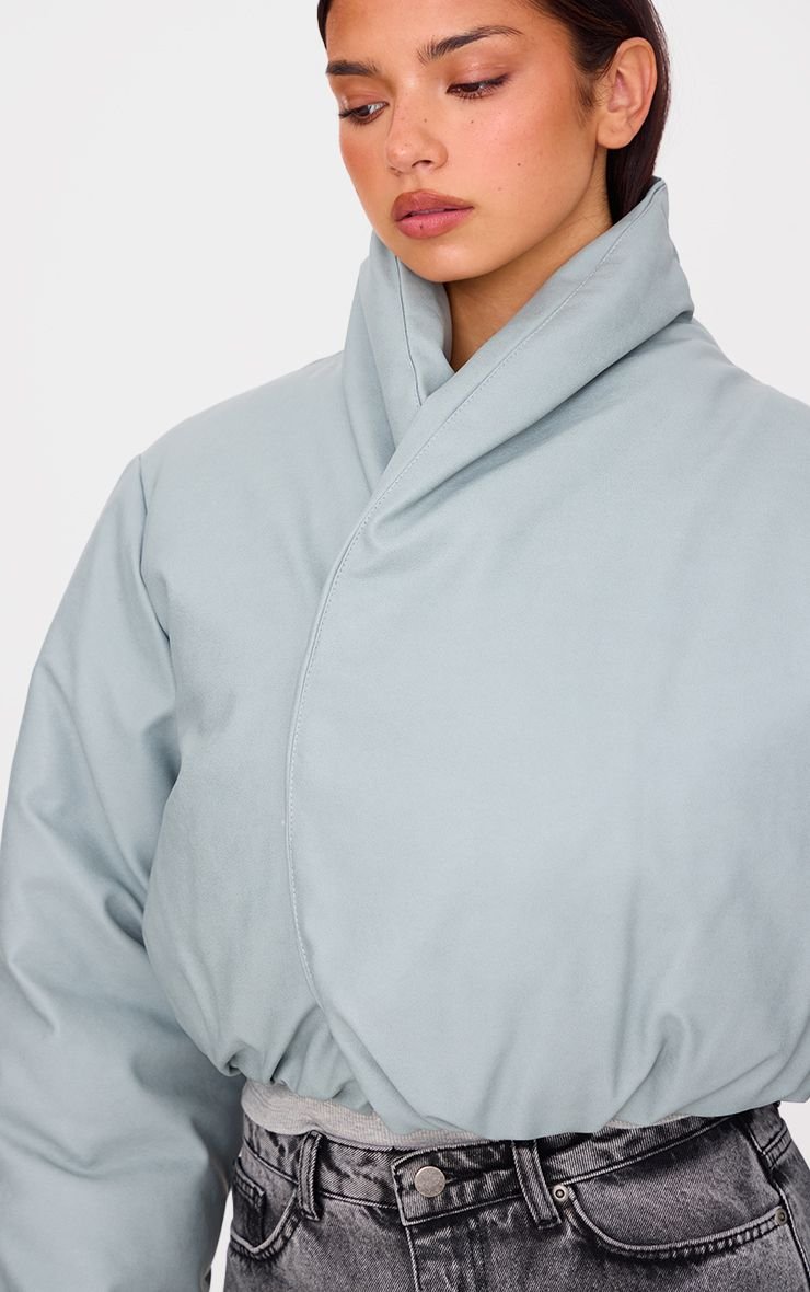 PU Leather Flap Detail Quilted Jacket
