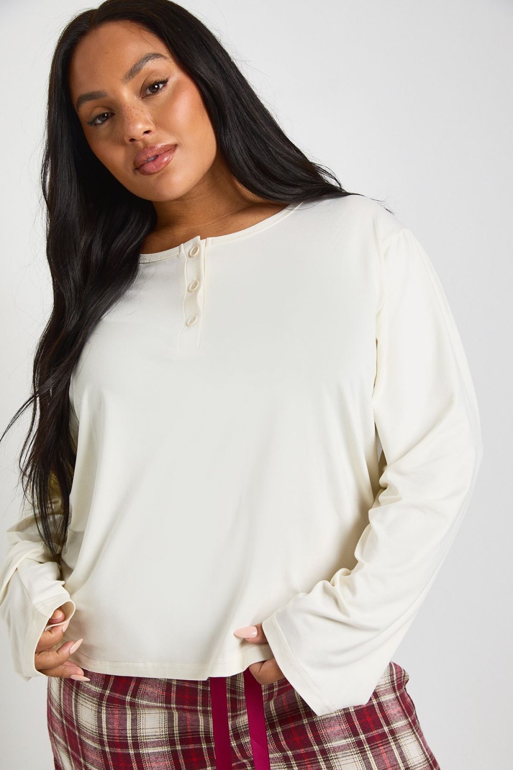 Super-soft shirt and trouser pyjama set - Plus size