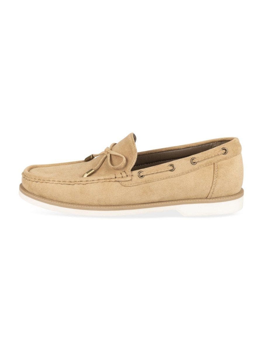 Mocassins à nœud semelle blanche beiges