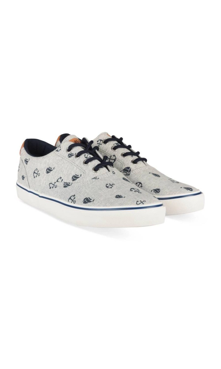 Light grey canvas anchor-print sneakers