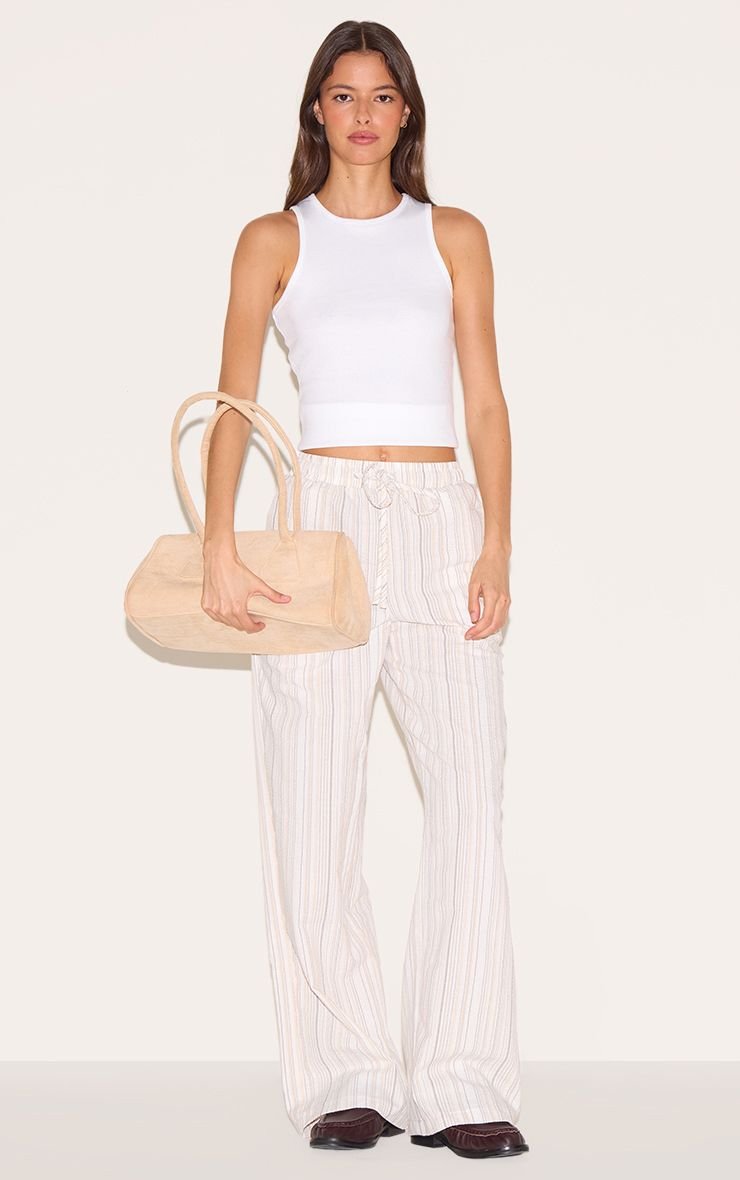 Pantalon ample rayé à taille coulissée
