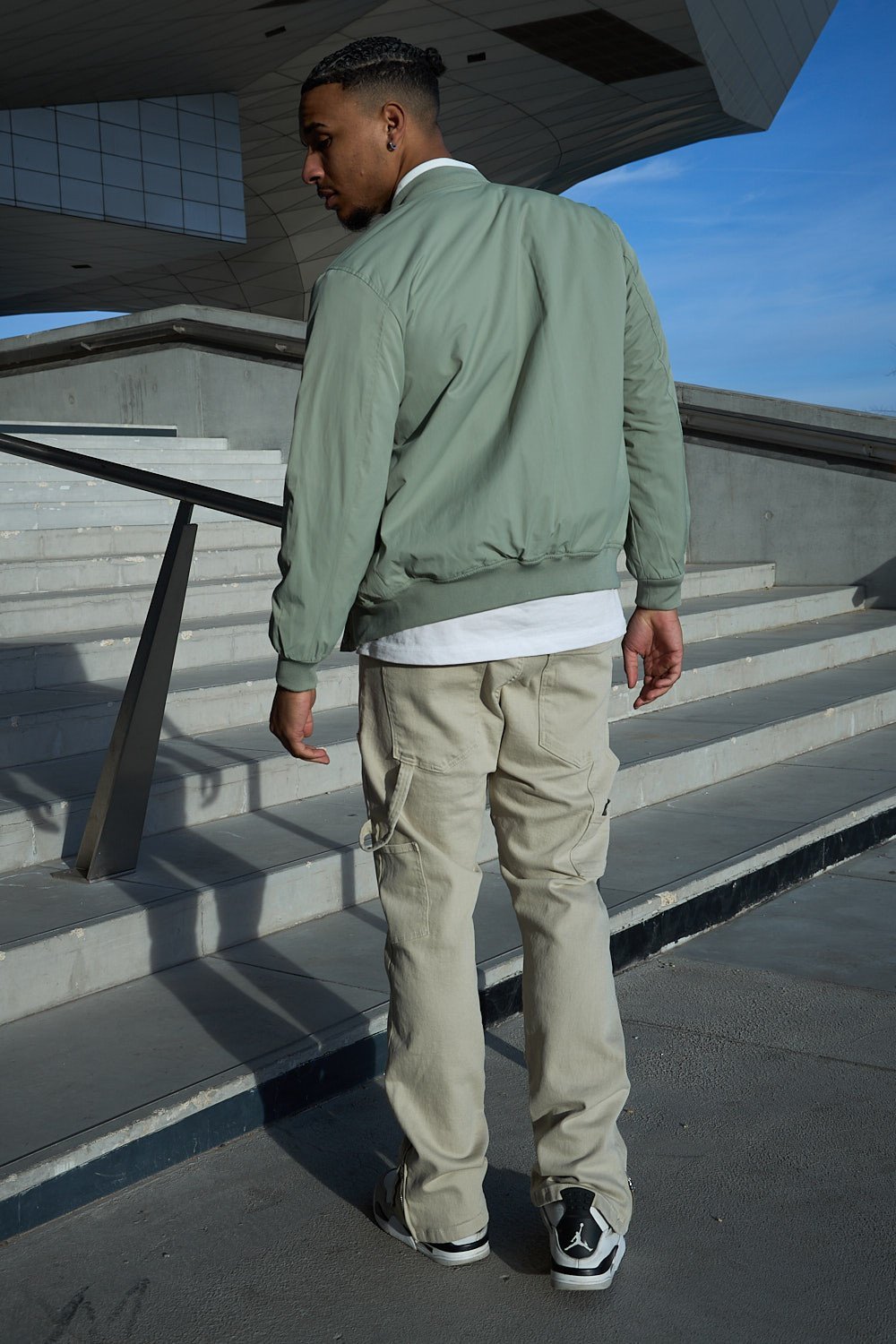Veste bomber à col montant verte