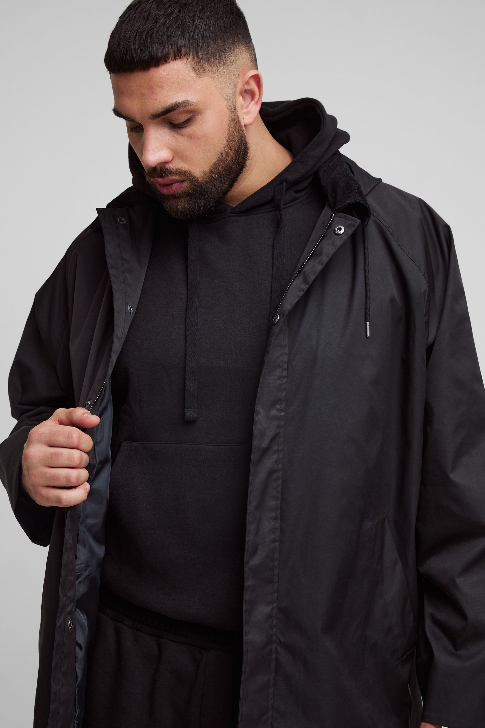 Cord hooded parka - Plus size