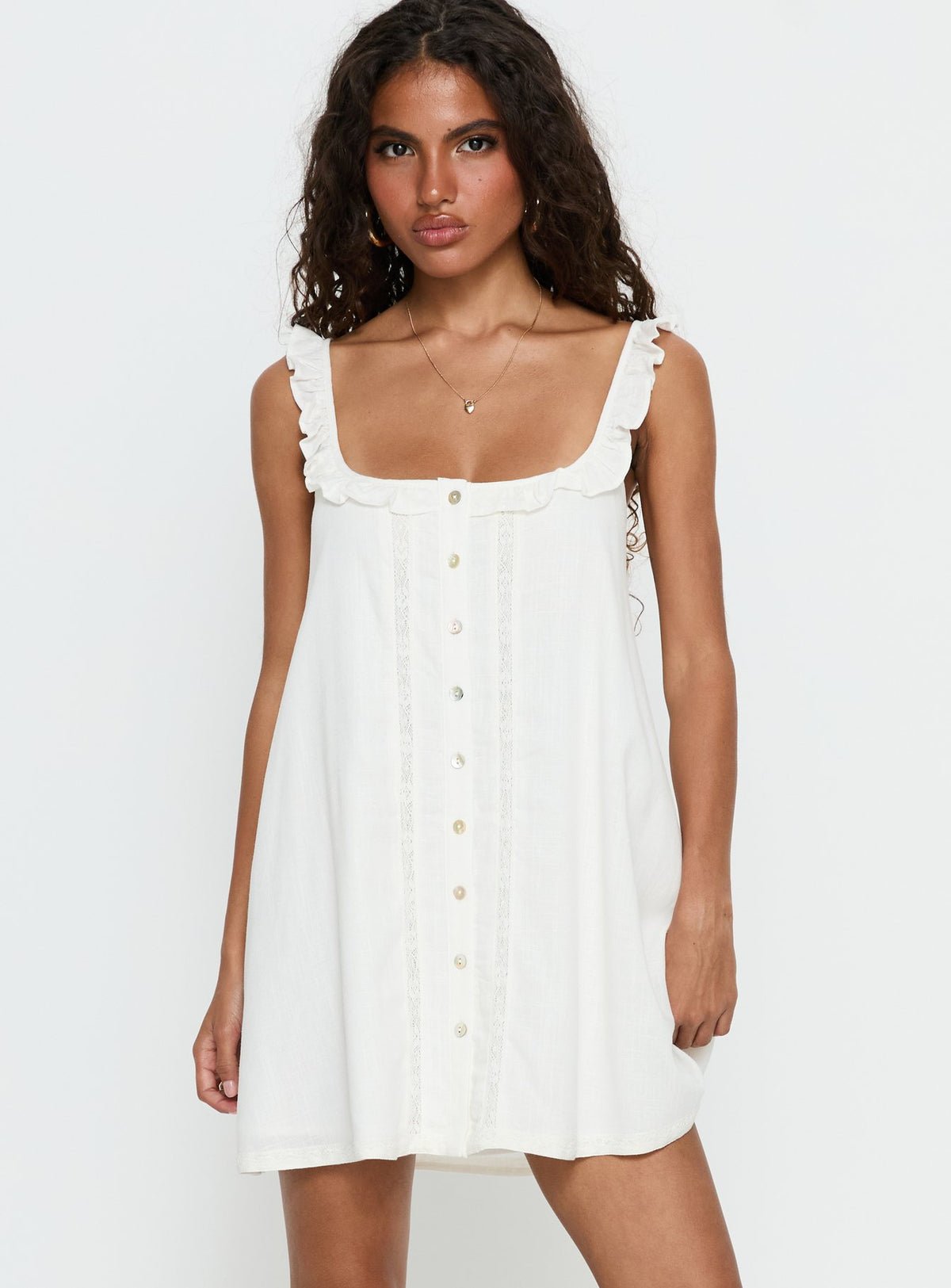 Robe babydoll courte en lin mélangé nouée