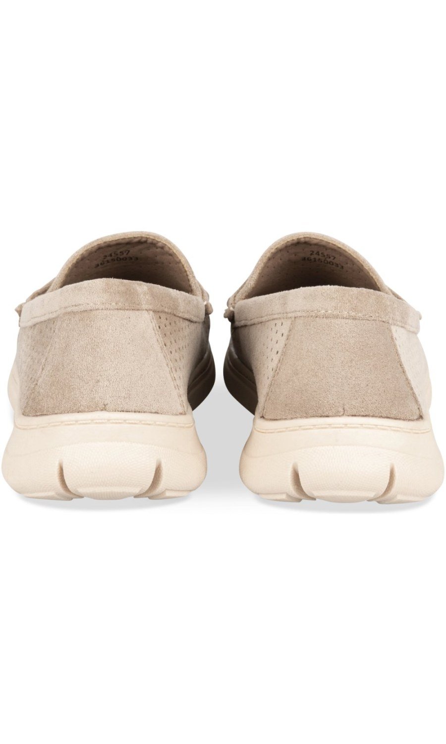 Beige perforated chunky-sole loafers