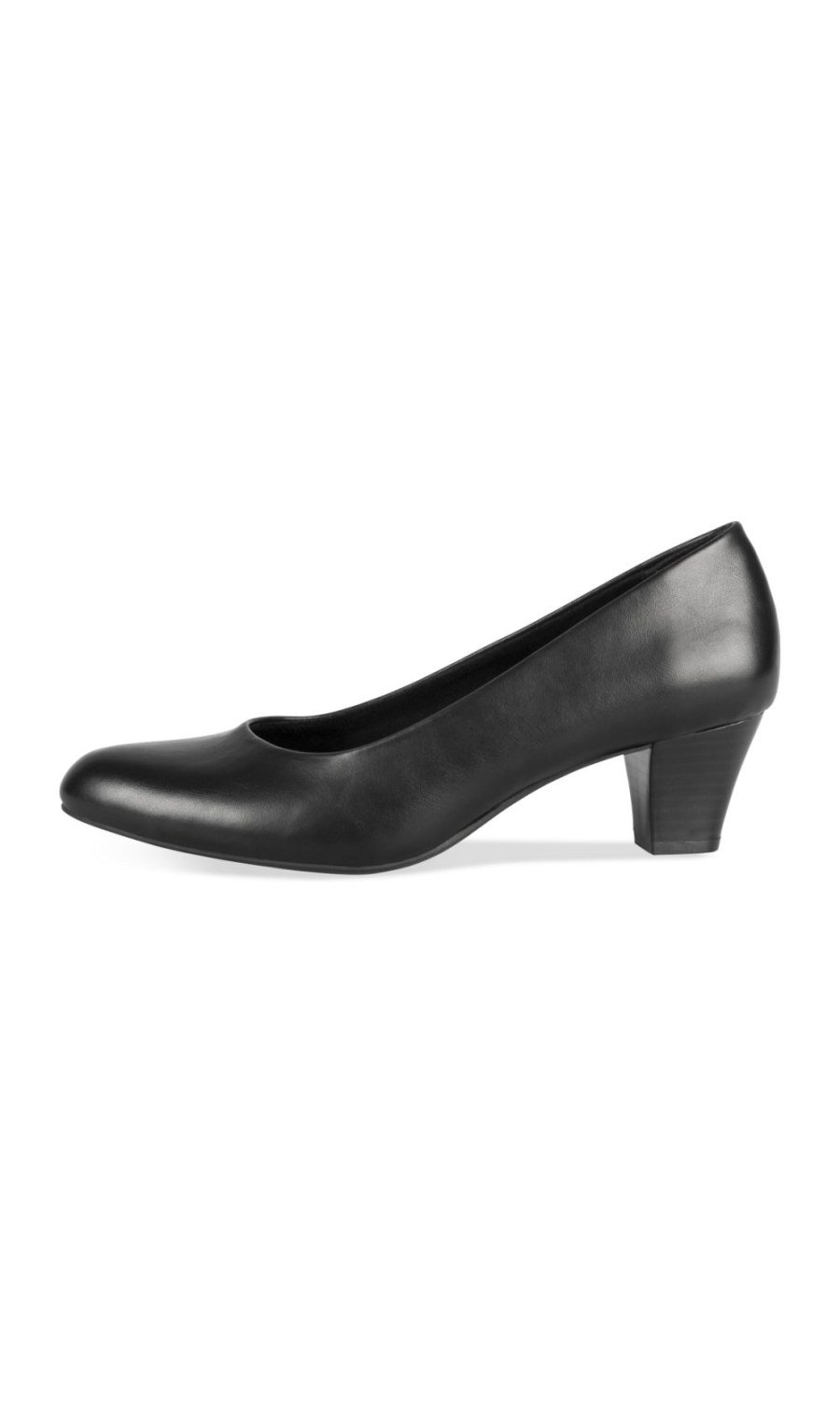 Black flared-heel round-toe pumps